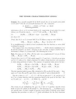 THE TENSOR CHARACTERIZATION LEMMA Lemma. For a smooth