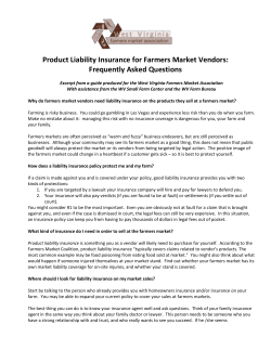 Insurance FAQs: here - WV Farmers Market Association