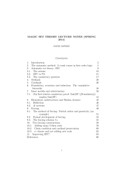 MAGIC SET THEORY LECTURE NOTES