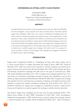 DETERMINING AN OPTIMAL SUPPLY CHAIN STRATEGY