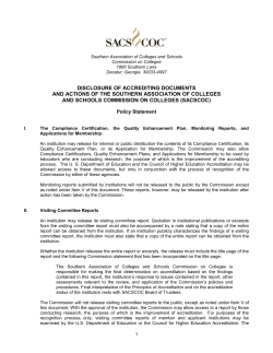 Disclosure of Accrediting Documents and Actions of SACSCOC