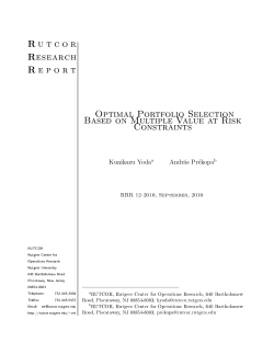 R utcor Research R eport Optimal PortFolio Selection Based on
