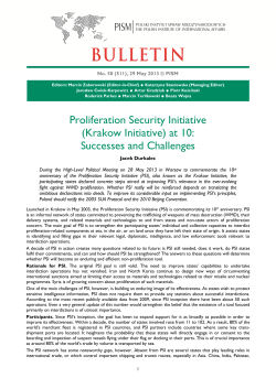 Proliferation Security Initiative (Krakow Initiative) at 10: Successes
