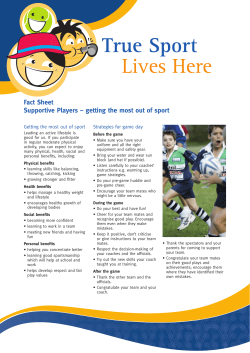 Fact Sheet Supportive Players &ndash; getting the most out of sport