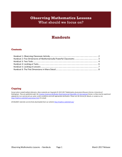 Observing Mathematics Lessons - The Mathematics Improvement