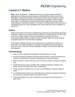 Lesson 2.1 Statics Overview