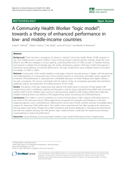 A Community Health Worker “logic model”: towards a theory of