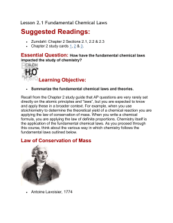 Lesson 2.1 Fundamental Chemical Laws Suggested Readings