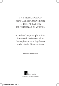 The principle of muTual recogniTion in cooperaTion in
