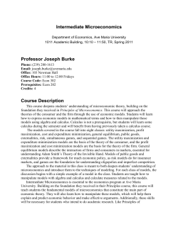 Intermediate Microeconomics Syllabus