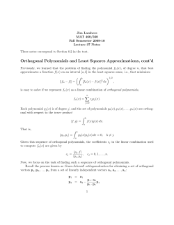 Orthogonal Polynomials and Least Squares Approximations, cont`d