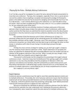Playing By the Rules: Multiple Abstract Submissions Expert Opinion