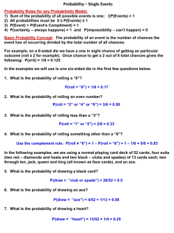 Probability &ndash; Single Events
