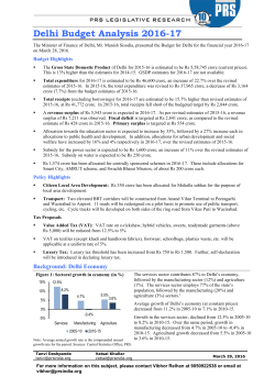 Delhi Budget Analysis 2016-17