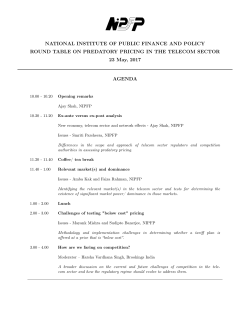 Agenda - Macro/Finance, NIPFP