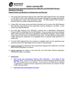 Draft SEQ Regional Plan 2009-2031 and Draft State Planning