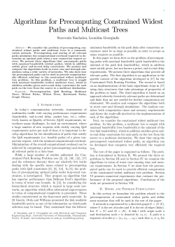 Algorithms for Precomputing Constrained Widest Paths and