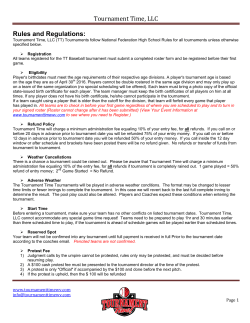 Tournament Time, LLC Rules and Regulations: