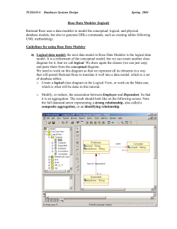 Rose Data Modeler (logical) Rational Rose uses a data modeler to