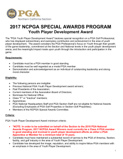 2017 NCPGA SPECIAL AWARDS PROGRAM Youth Player