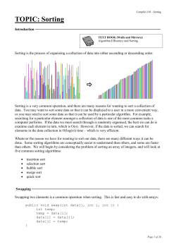 Additional notes on sorting