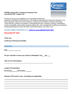 NYSDSC Spring 2017 Conference Proposal Form June 28