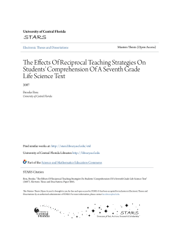 The Effects Of Reciprocal Teaching Strategies On