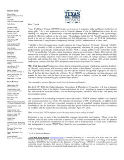 2016 TXWSW Corporate &ndash; Sponsor Information Letter