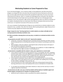 Motivating Students to Come Prepared to Class