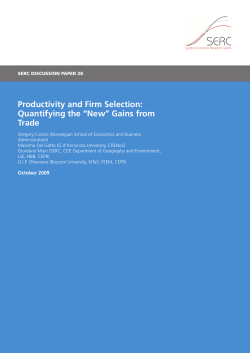 Productivity and Firm Selection - Spatial Economics Research Centre