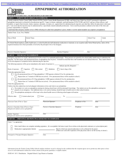 Epinephrine Authorization Form