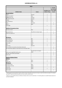 CLOTHING LIST YRS 10 - 11 Uniform Item PE/Games PE/Games