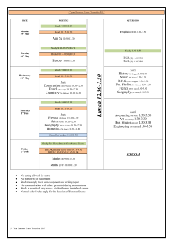 1st year Summer Exams - Avondale Community College