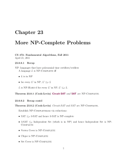 Chapter 23 More NP-Complete Problems