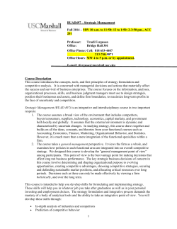 Draft Strategic Management * S2014 BUAD 497