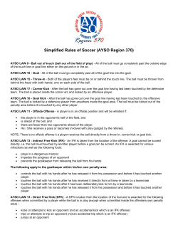 Simplified Rules of Soccer (AYSO Region 370)