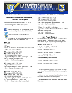 Important Information for Parents, Coaches, and Players RULES