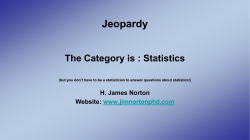 Jeopardy - H. James Norton PhD