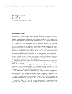 Learning and Games James Paul Gee