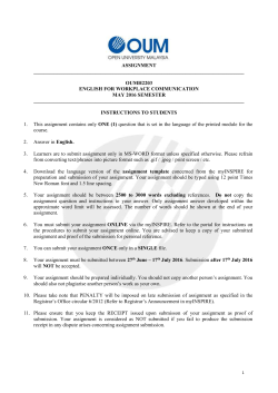 ASSIGNMENT ______ OUMH2203 ENGLISH FOR WORKPLACE