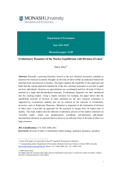 Evolutionary Dynamics of the Market Equilibrium with Division of Labor