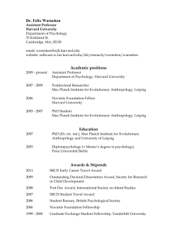 Dr. Felix Warneken - Harvard University