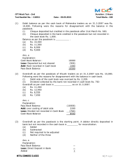 CPT Mock Test &ndash; 2nd Duration : 2 Hours Test Booklet No. &ndash; 110011