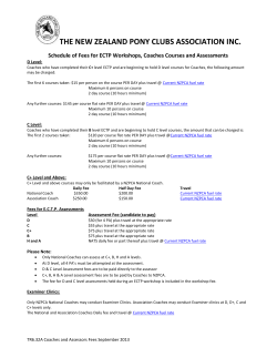 Fees for Coaches Courses and Assessments