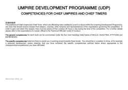 Chief Umpire and Chief Timer Competencies