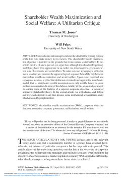 Shareholder Wealth Maximization and Social Welfare
