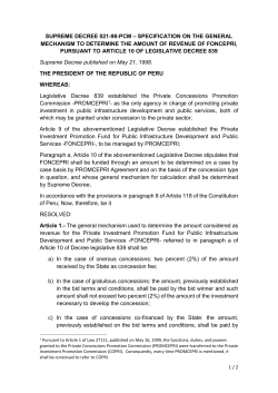 SUPREME DECREE 021-98-PCM &ndash; SPECIFICATION ON THE