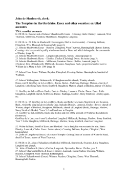 The Templars in Bedfordshire and Hertfordshire Roll One