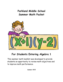 Algebra 1 Summer Mathematics Packet