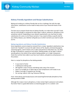 Kidney Friendly Ingredient and Recipe Substitutions
